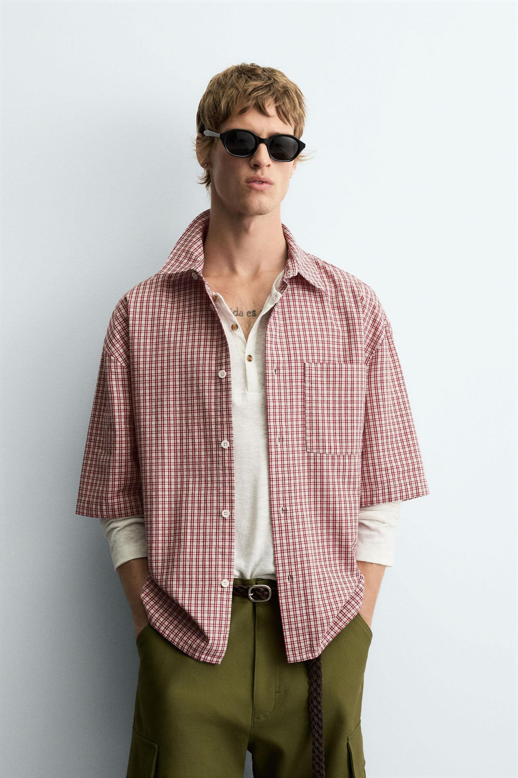 RELAXED FIT PLAID SHIRT Product Image