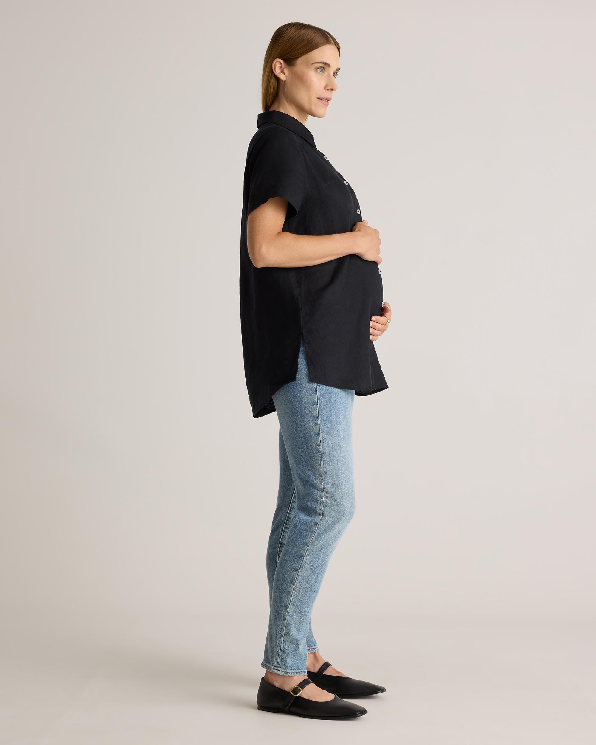 Quince | Women's 100% European Linen Maternity Camp Shirt Product Image