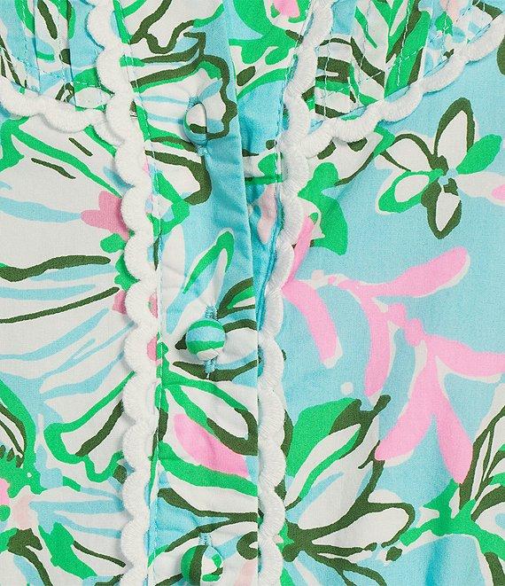 Lilly Pulitzer Arletta Floral Sun Of A Bun Print Collar V-Neck Long Blouson Sleeve Dress Product Image