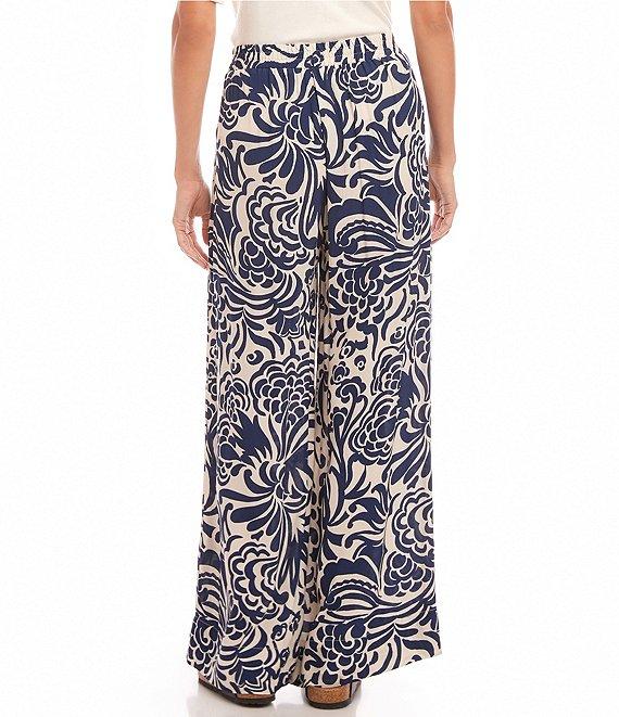 Karen Kane Crepe Paisley Printed High Rise Wide Leg Pull-On Pants Product Image