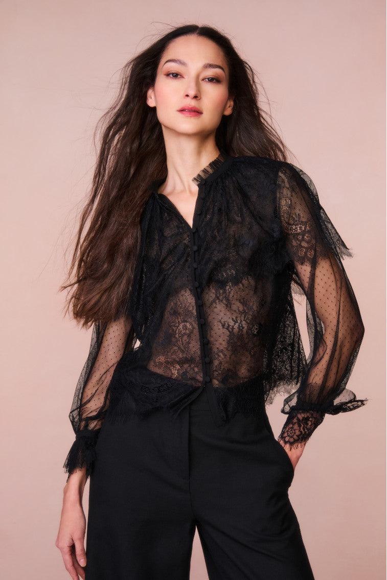 Duquette Sheer Lace Top - IVORY Product Image