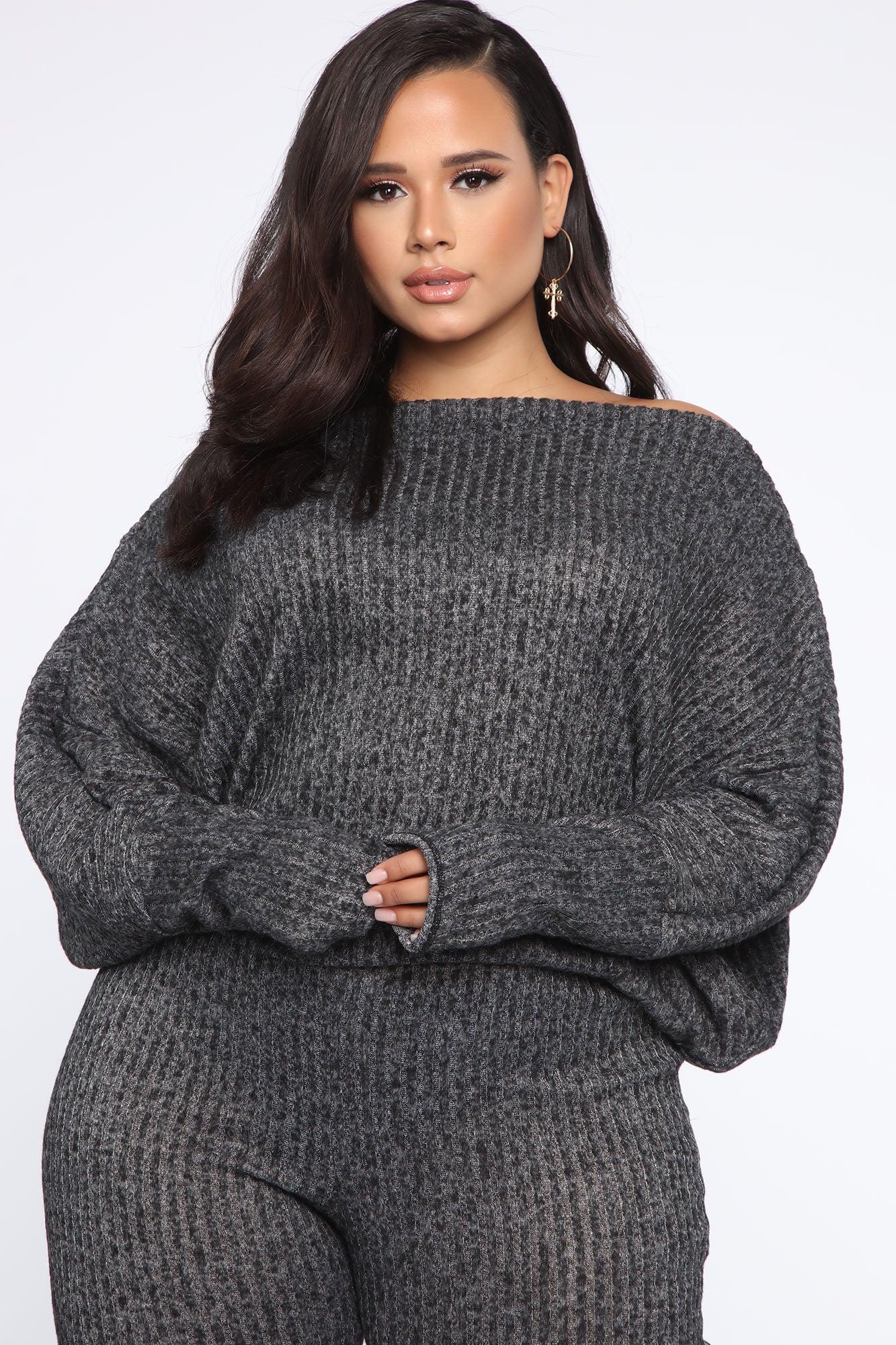 Feeling The Chill Sweater Set - Charcoal Female Product Image