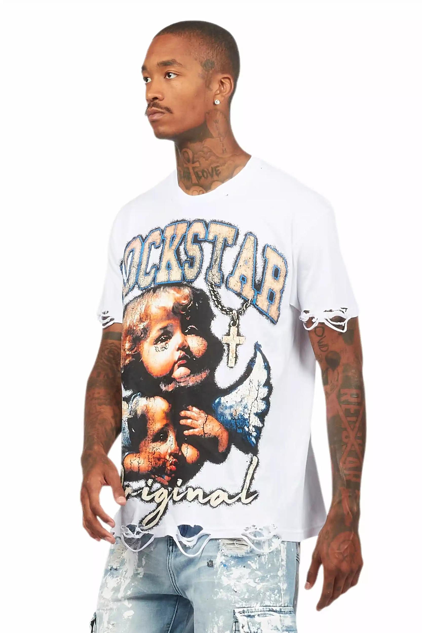 Deiter White Oversized Graphic T-Shirt Male Product Image