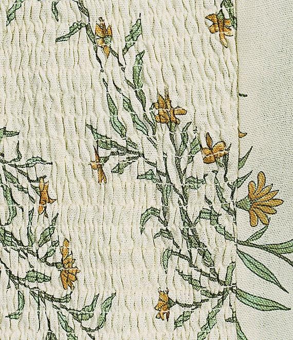 Blu Pepper Linen Blend Floral Print Coordinating Cropped Top Product Image