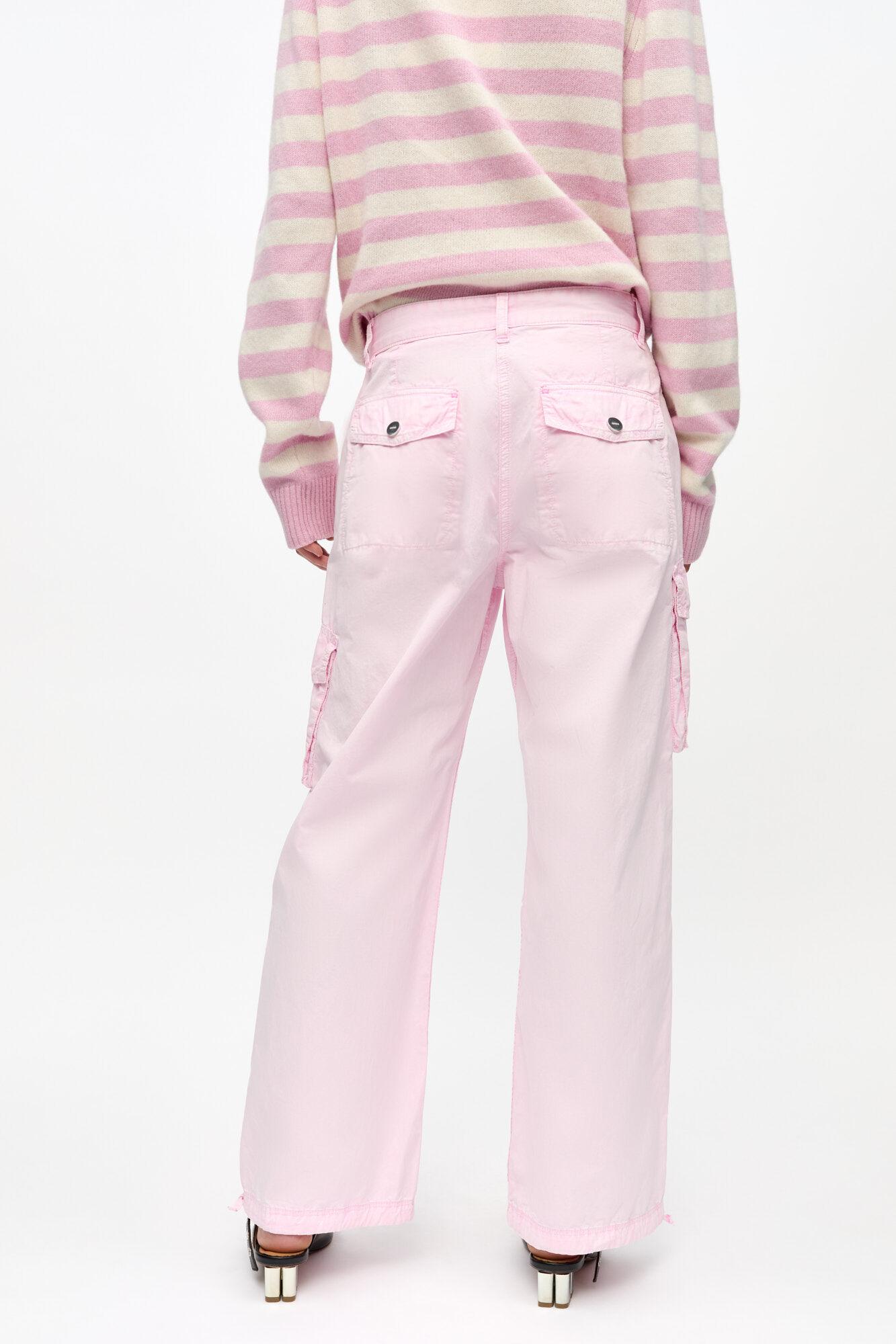 Pink Washed Cotton Twill Pants Product Image
