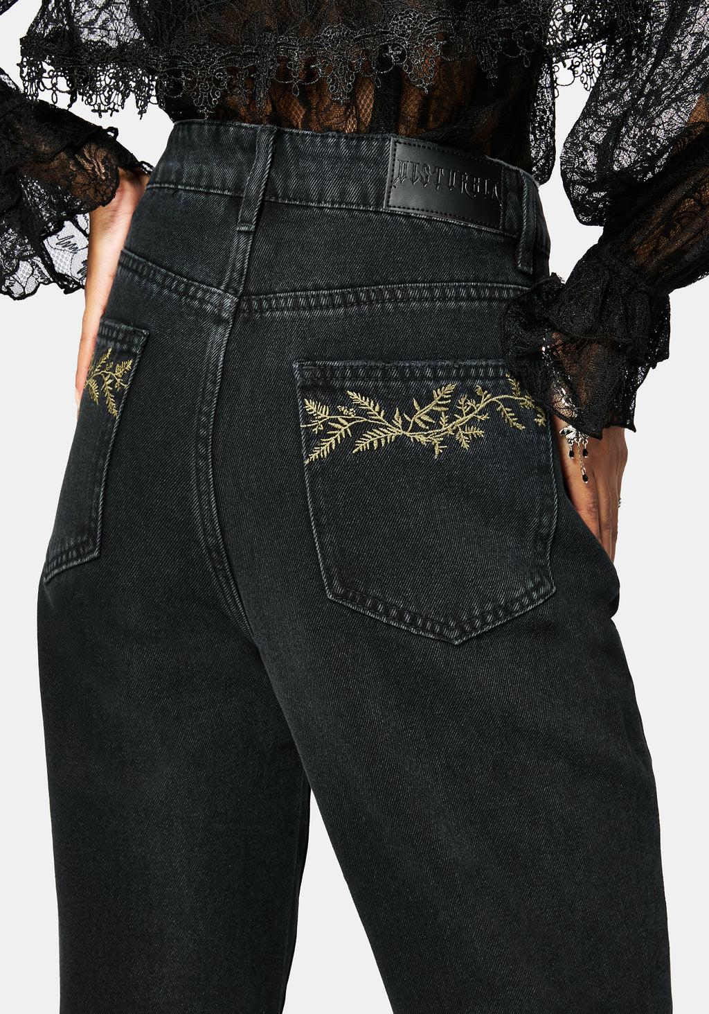 Abellona Embroidered Denim Mom Jean Product Image