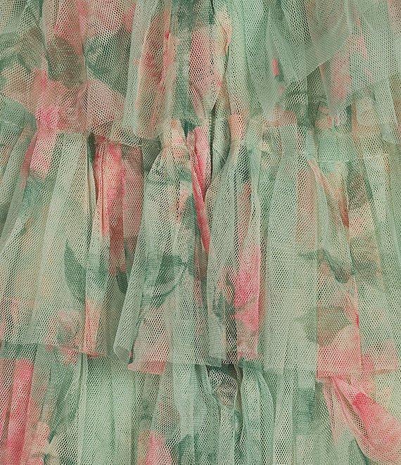 B. Darlin Floral Print Sleeveless Sweetheart Neckline Ruffle Tiered Dress Product Image