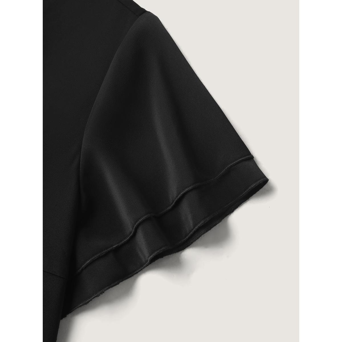 Plus Size Crossover Bodice Plicated Detail Midi Dress Black Women V-neck Sleeveless Curvy BloomChic 18-20/2X Product Image