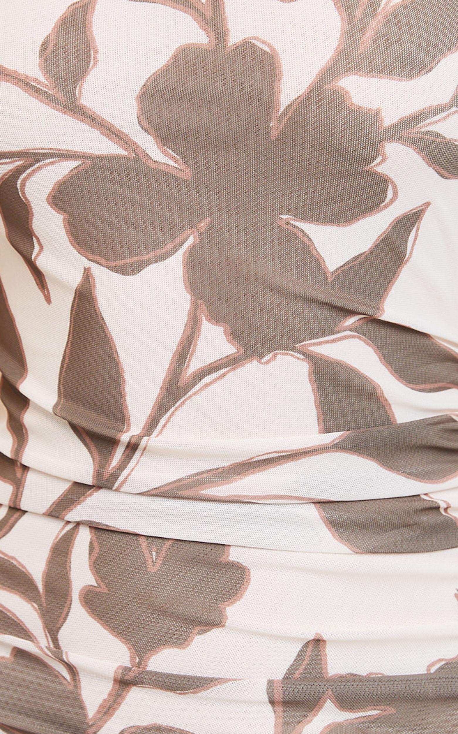 Schiffer Maxi Dress - One Shoulder Ruched Bodycon Dress in Neutral Floral Print Product Image