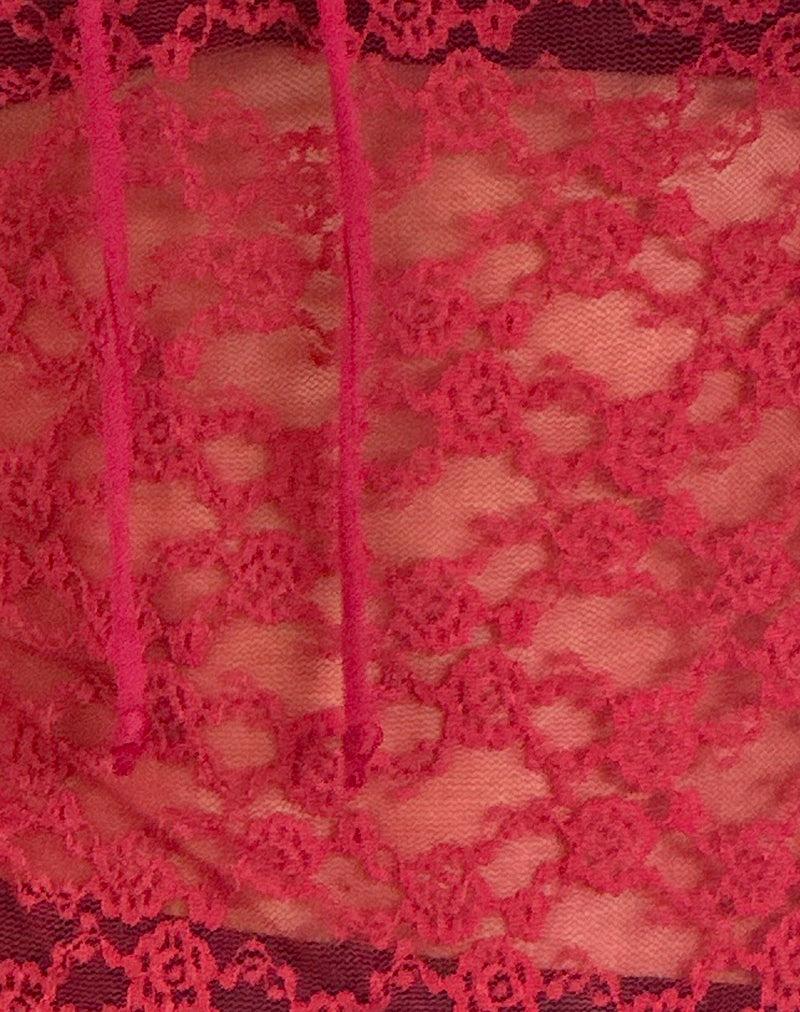Natasha Tie Front Top in Mari Lace Red Female Product Image