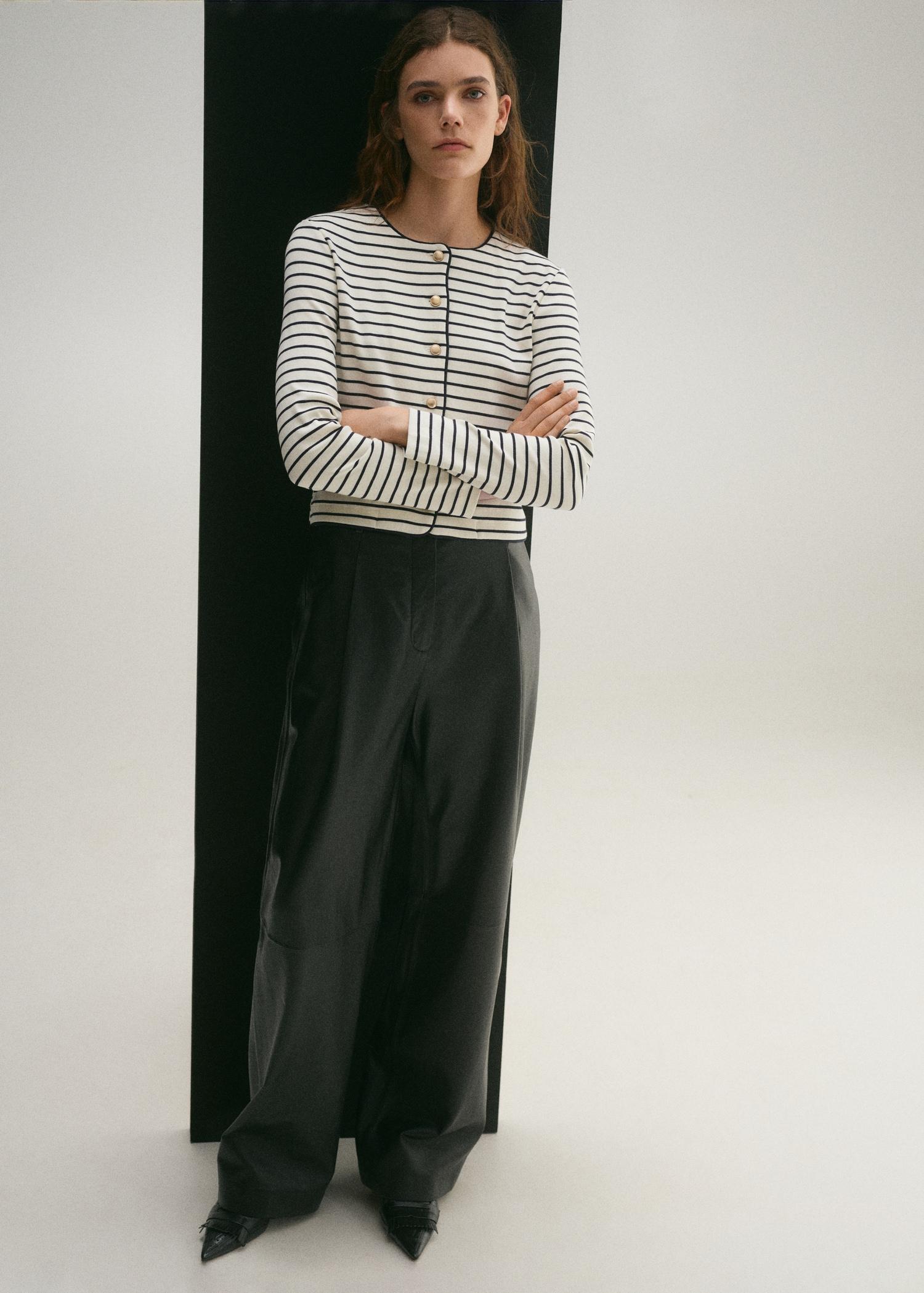 Stripped knit cardigan - Women | MANGO USA Product Image