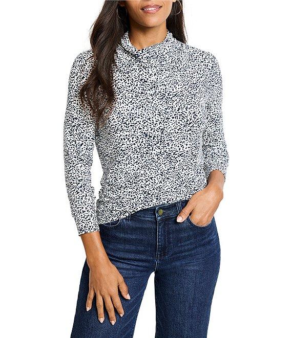 NIC + ZOE Animal Instinct Drape Neck Long Sleeve Top Product Image