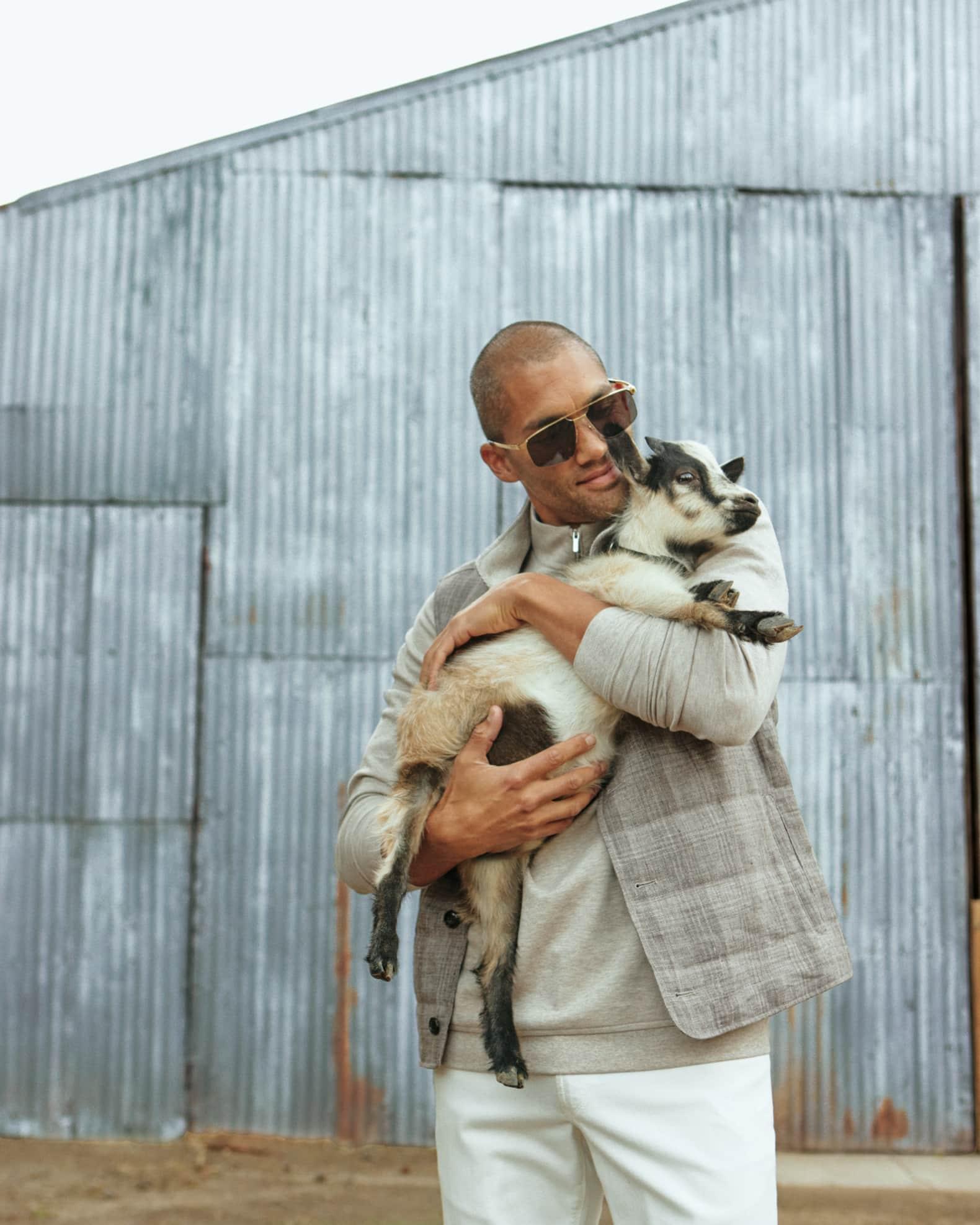 Men's Square Rimless Metal Sunglasses Product Image