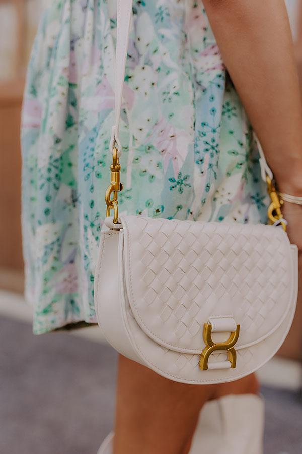 Alise Faux Leather Woven Crossbody in Cream Product Image