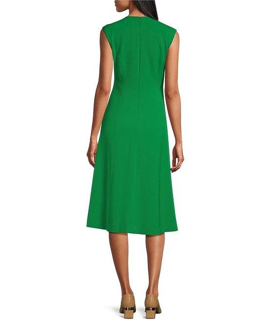 Preston & York Crepe Round Neck Cap Sleeve Sophia Midi Dress Product Image
