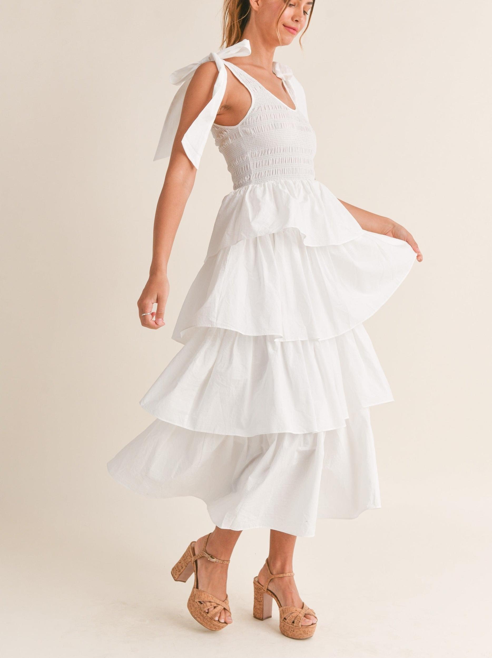 Smoked Top Ruffle Tier Dress Product Image