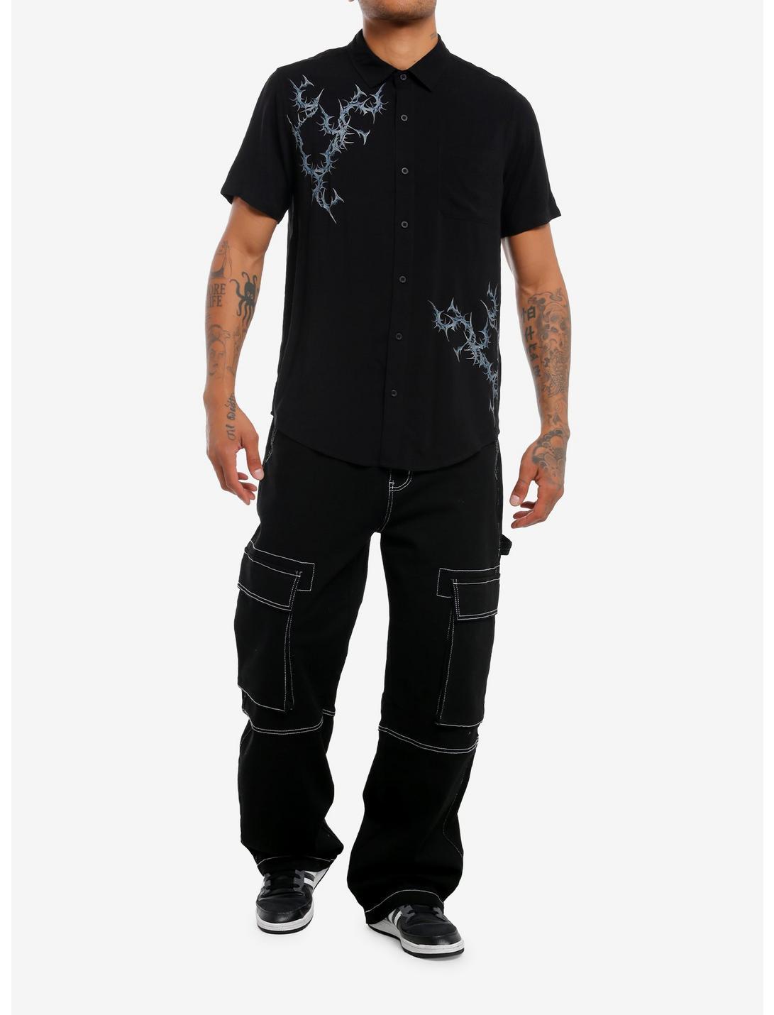 Social Collision Cyber Sigilism Skull Woven Button-Up Product Image