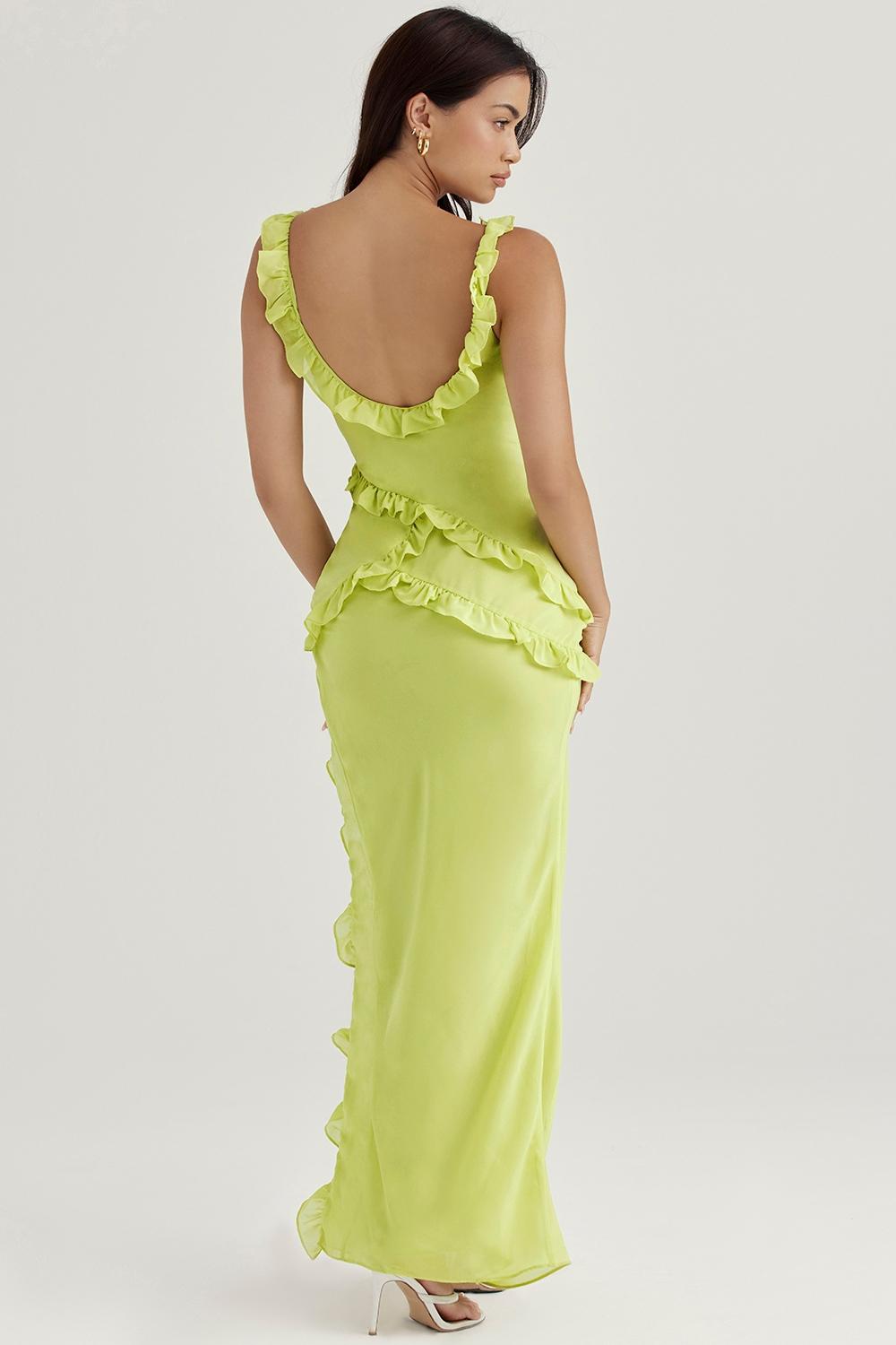 Pixie  lime ruffle maxi dress Product Image