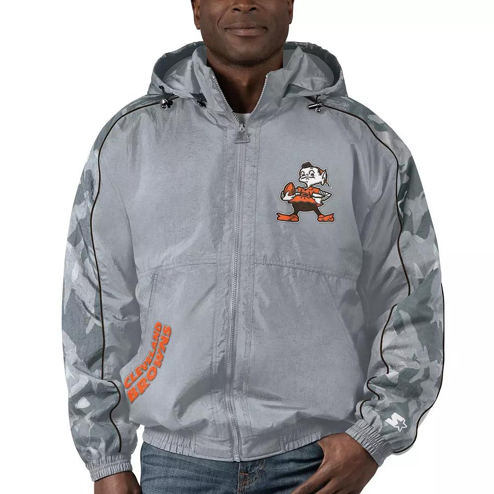 Men's Starter Gray Cleveland Browns Thursday Night Gridiron Throwback Full-Zip Jacket,  Product Image