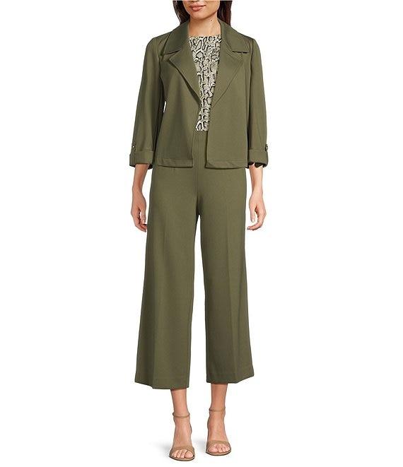 Anne Klein High Rise Pull-On Wide Leg Crop Pants Product Image