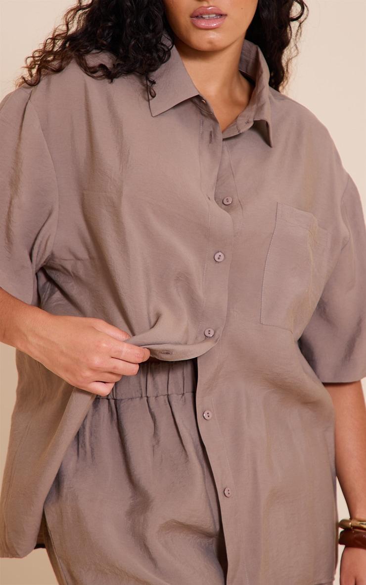 Plus Taupe Mid Rise Floaty Shorts Product Image