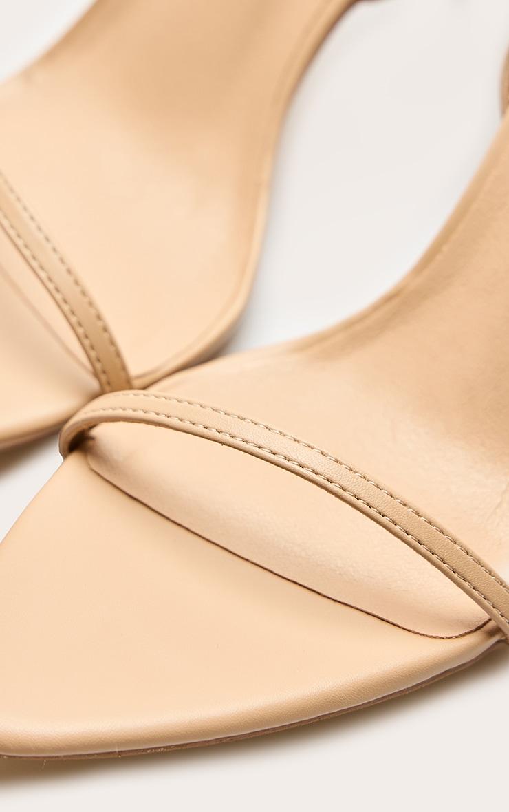 Nude Pu Point Toe Barley There Stiletto Heeled Sandals Product Image
