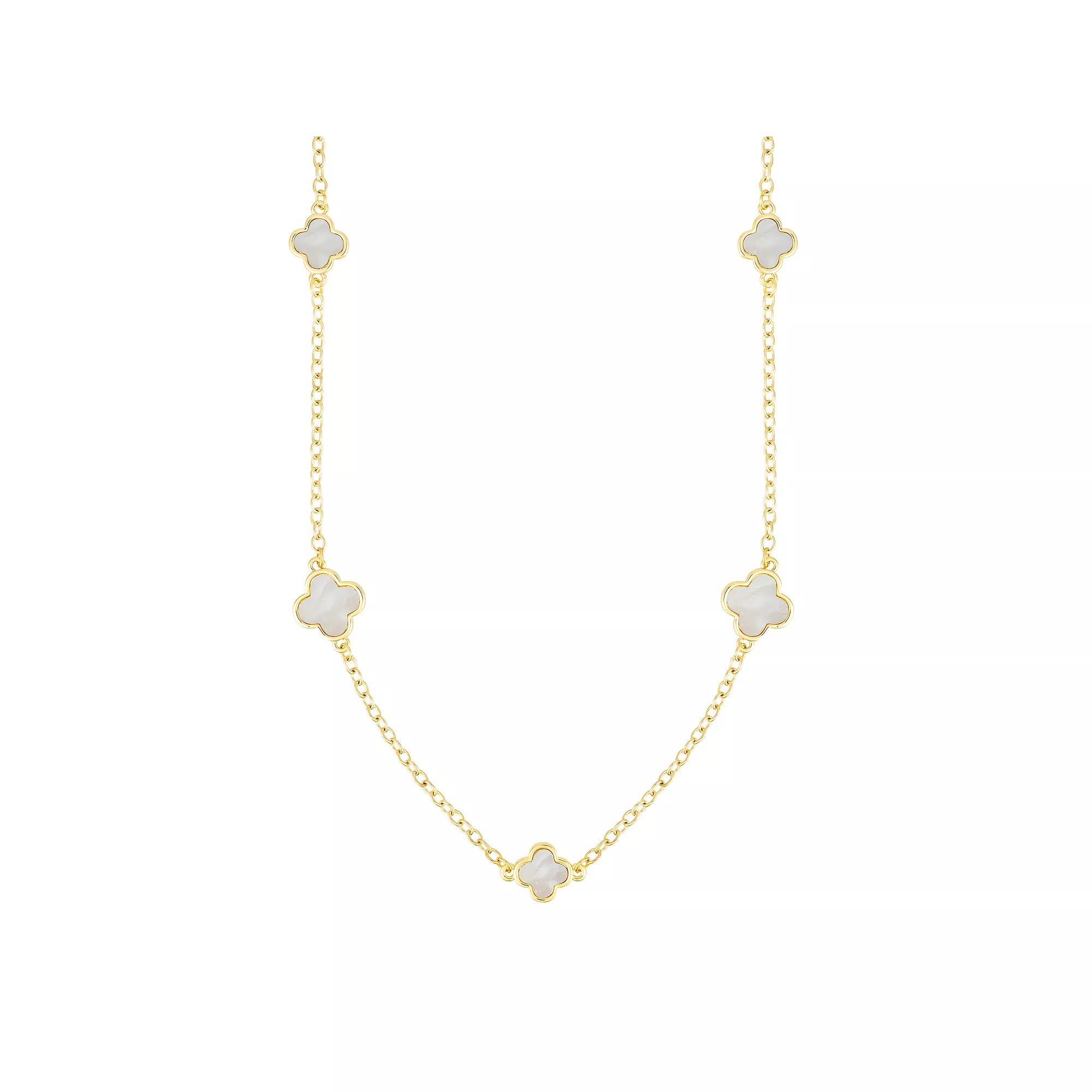 Adornia Mother-Of-Pearl Flower Station Necklace, Women's, Size: 36", Gold Tone Product Image