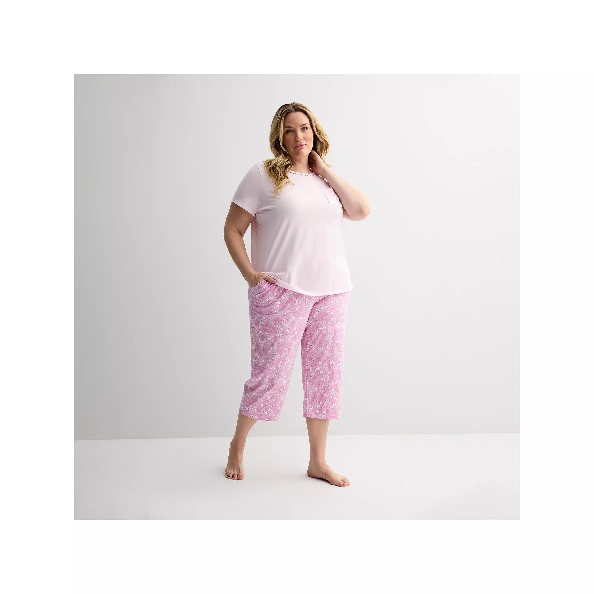Plus Size Croft & Barrow® Mom's Day Pocket Sleep Set, Women's, Size: 3XL, Wild Daisies Pink Product Image