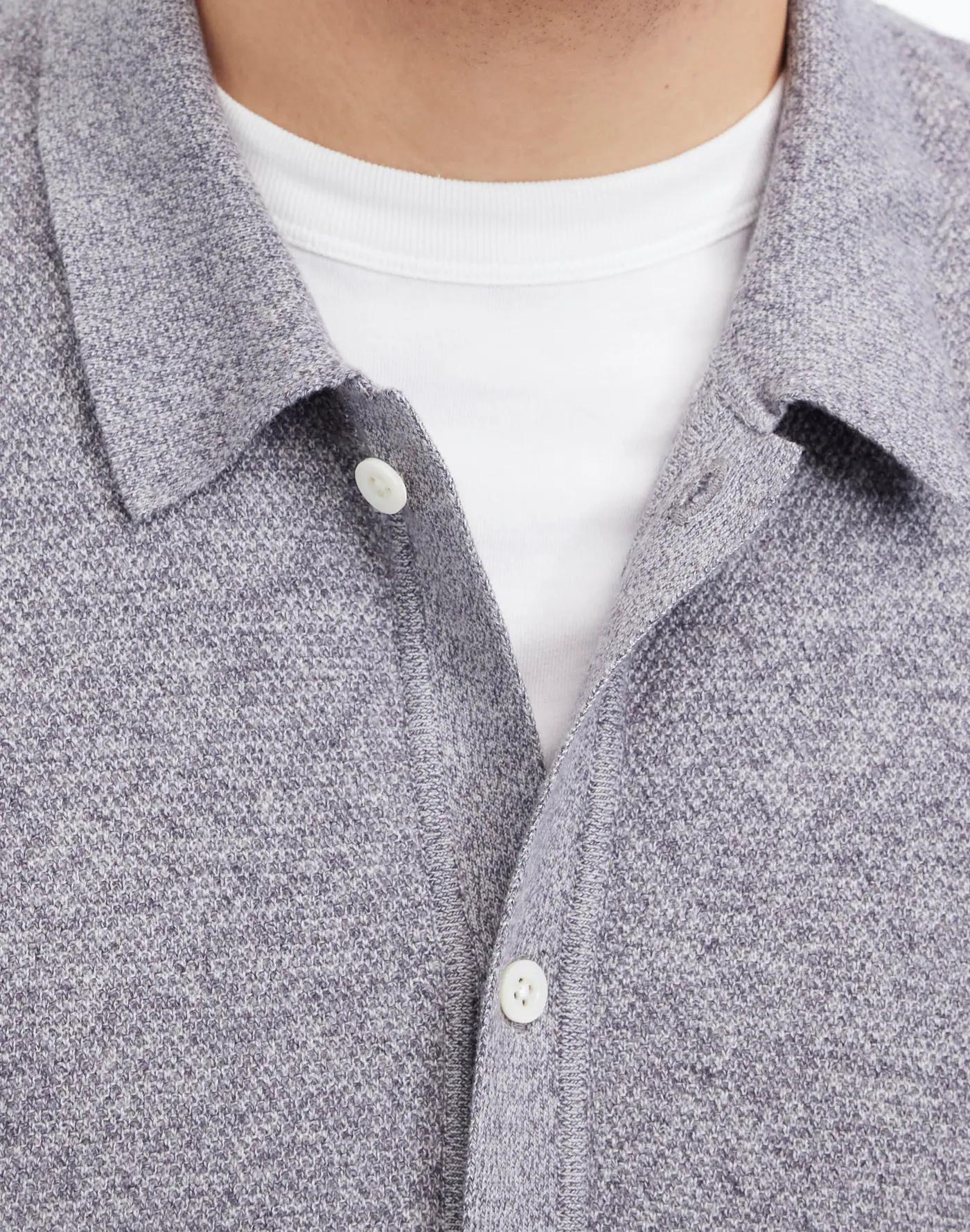 Marled Cotton Button-Up Sweater Polo Product Image