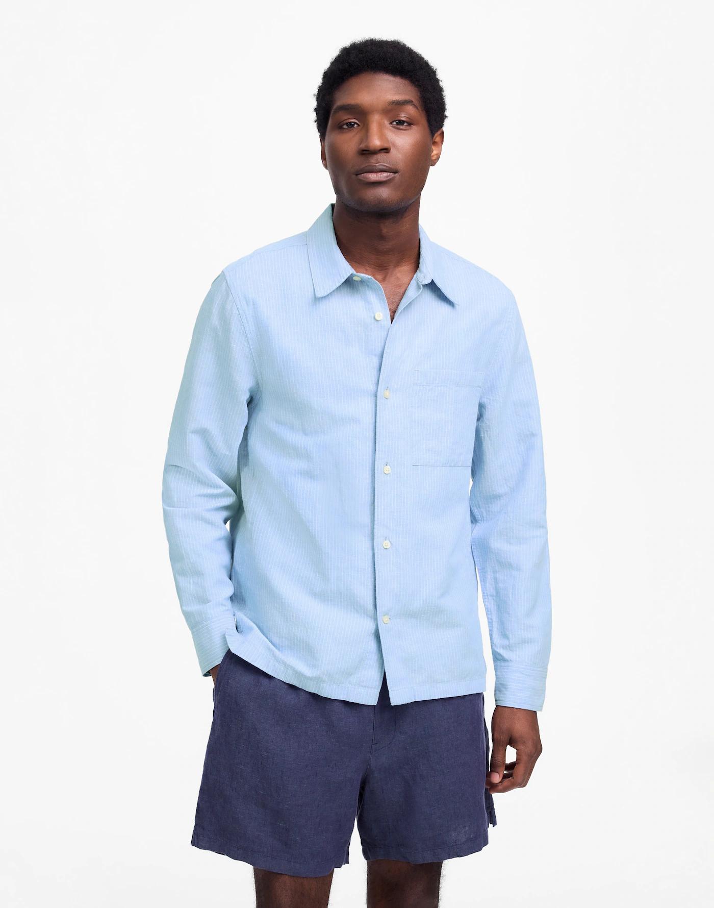 Button-Up Shirt in Cotton-Linen Blend Product Image