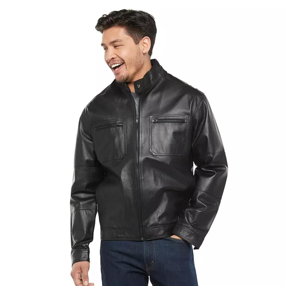 Men's Vintage Leather Moto Jacket,  Product Image