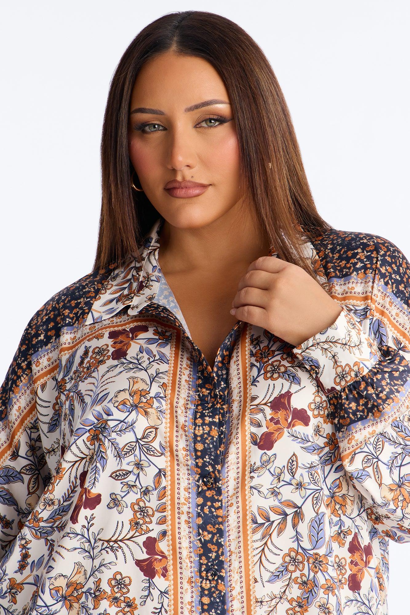 Italian Summer Long Sleeve Satin Mini Dress - Navy/combo Female Product Image