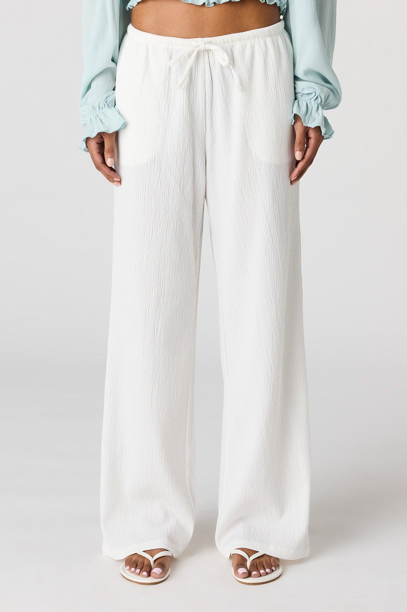 Textured Flowy Drawstring Dress Pant Female Product Image