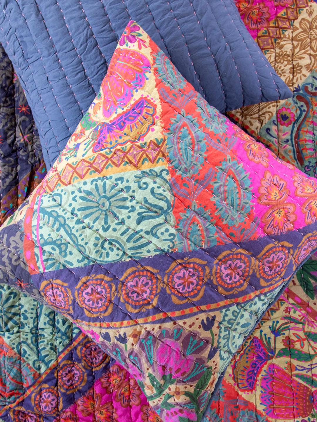 Bungalow Reversible Cotton Quilt - Boho Blooms Patchwork Product Image