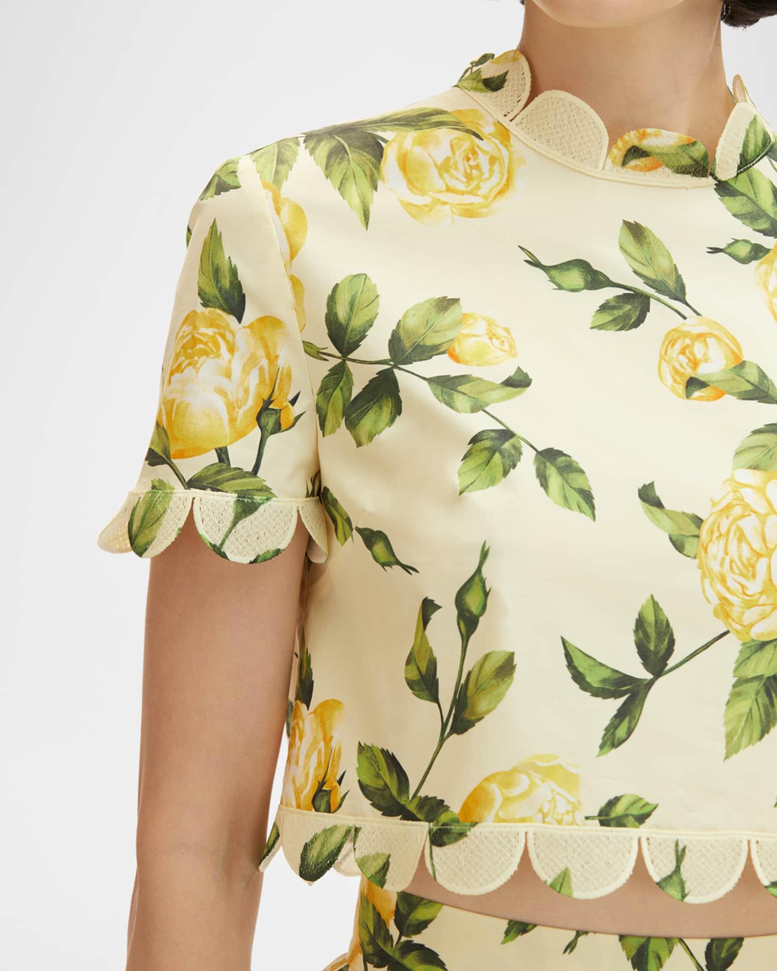 English Roses Scalloped Crop Poplin Blouse Product Image