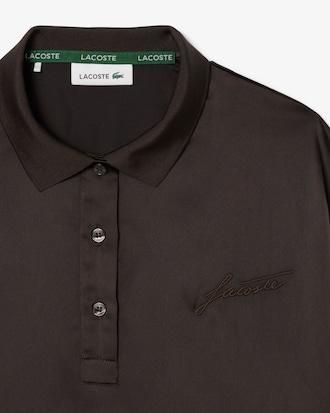 Long Sleeved Oversized Satin Polo Shirt Product Image