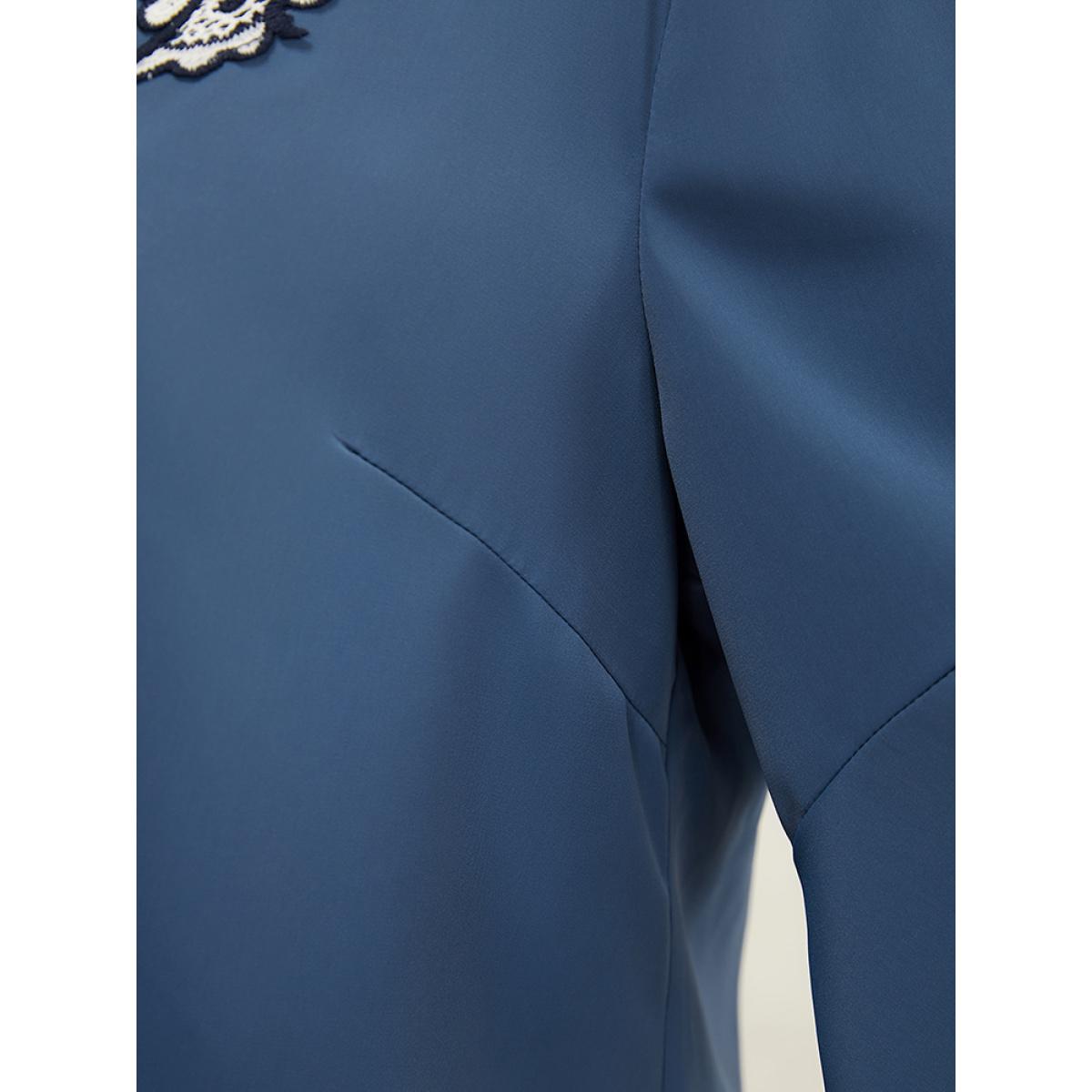 Plus Size Stone Floral Applique Bell Sleeve Blouse Women Elegant Elbow-length sleeve V-neck Dailywear Blouses BloomChic 26/4X Product Image