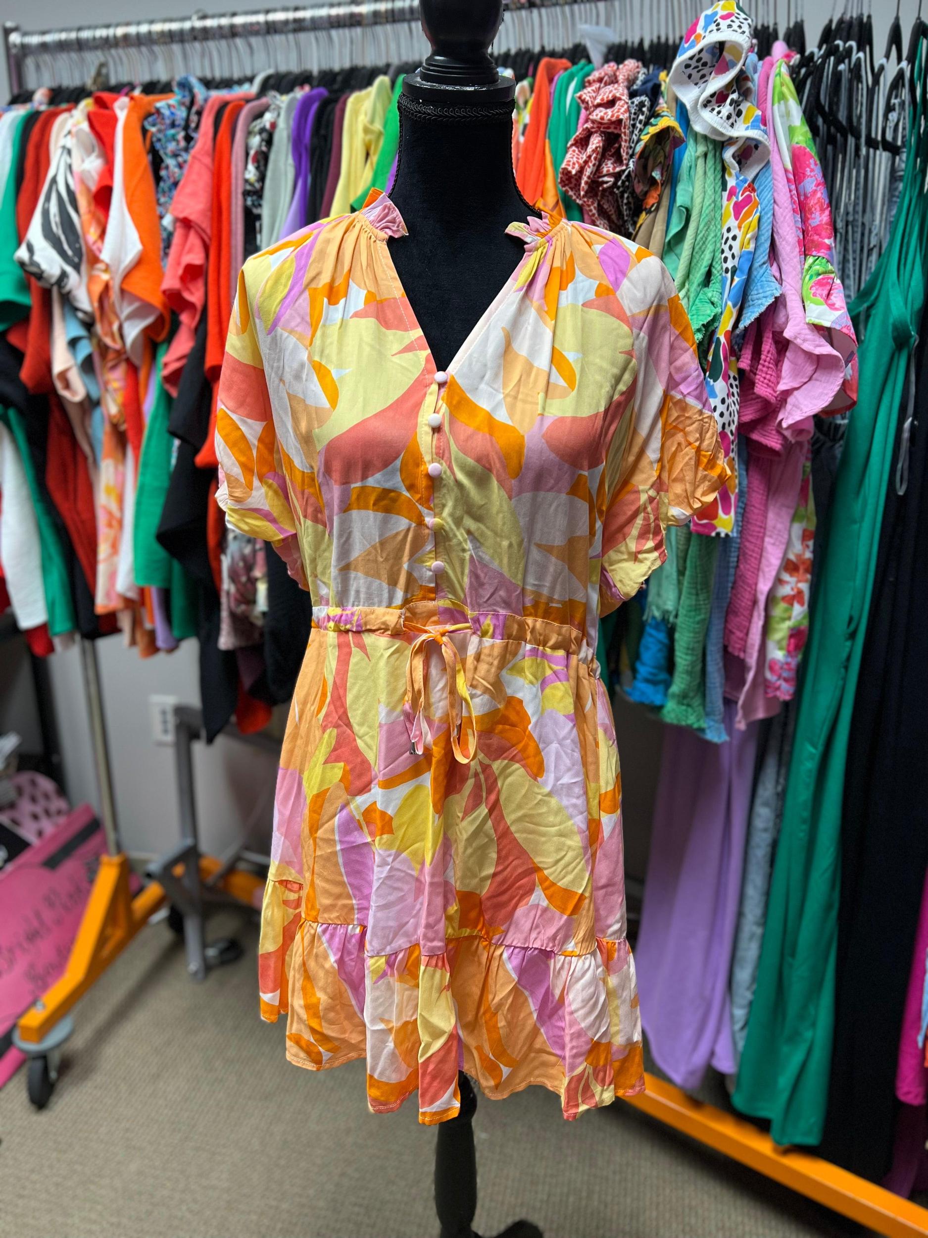 Orange Floral Dress Product Image