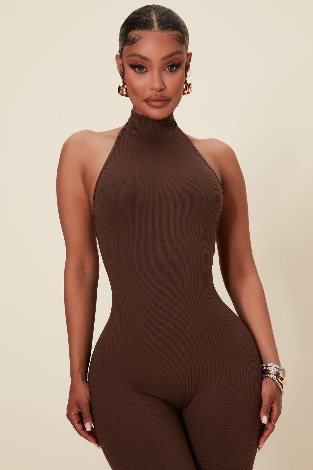 Cassandra Light Snatched Jumpsuit - Brown Product Image