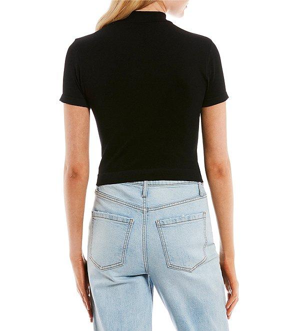 C&V Chelsea & Violet Mock Neck Seamless Knit Crop Top Product Image