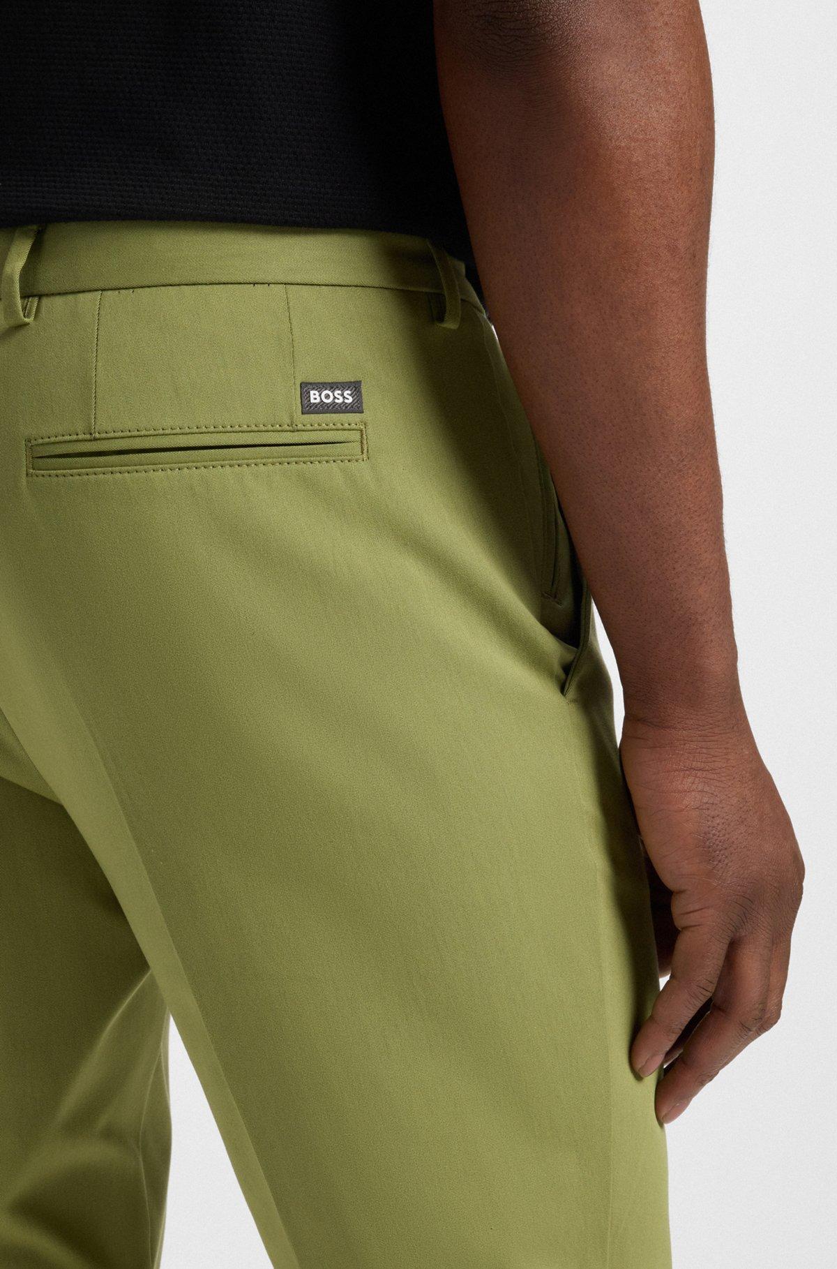 BOSS - Slim-fit trousers in stretch cotton - Green Product Image