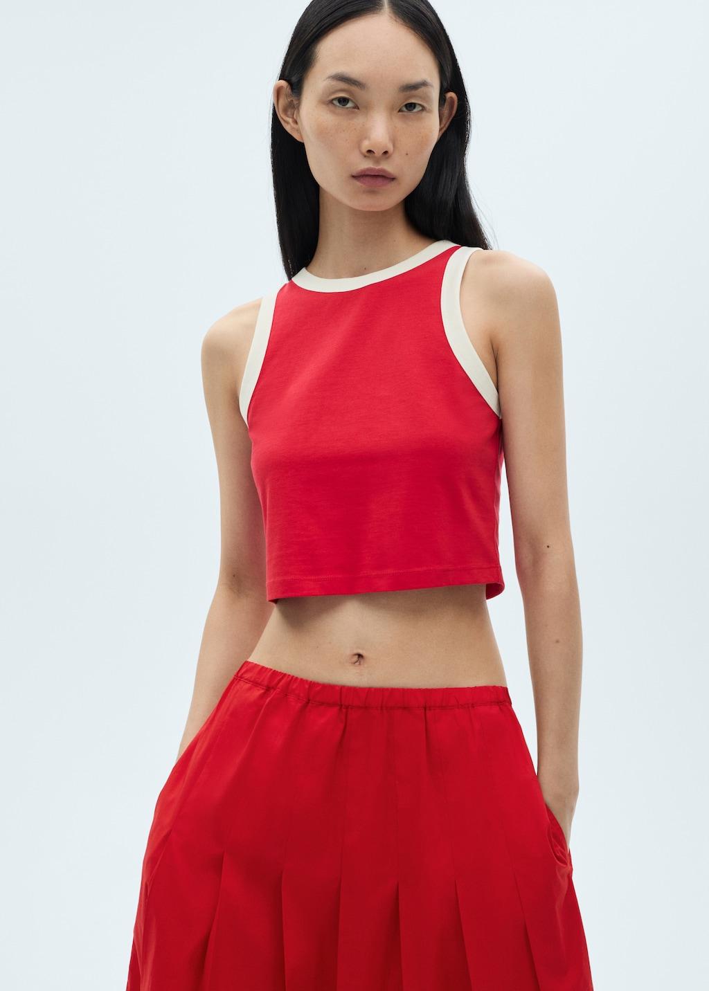 Contrast trim top - Women | MANGO USA Product Image