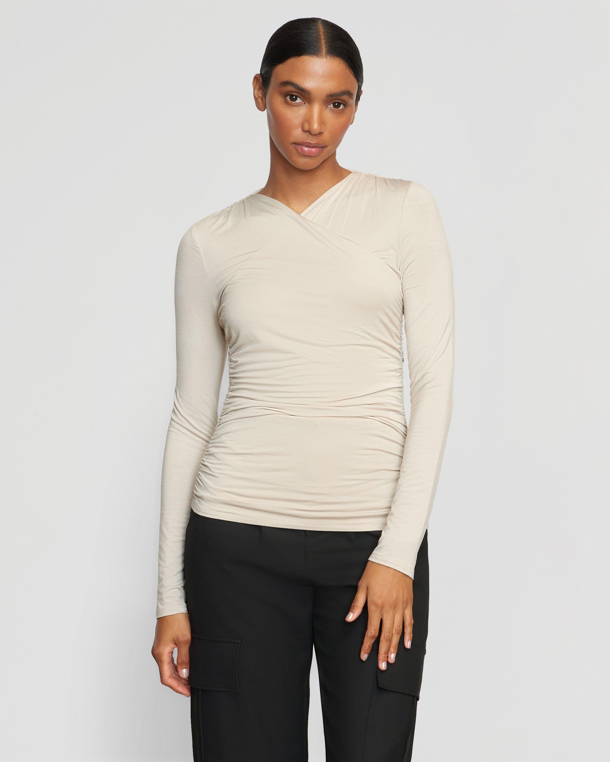 Lilou Wrap-Neck Long-Sleeve Tee Product Image