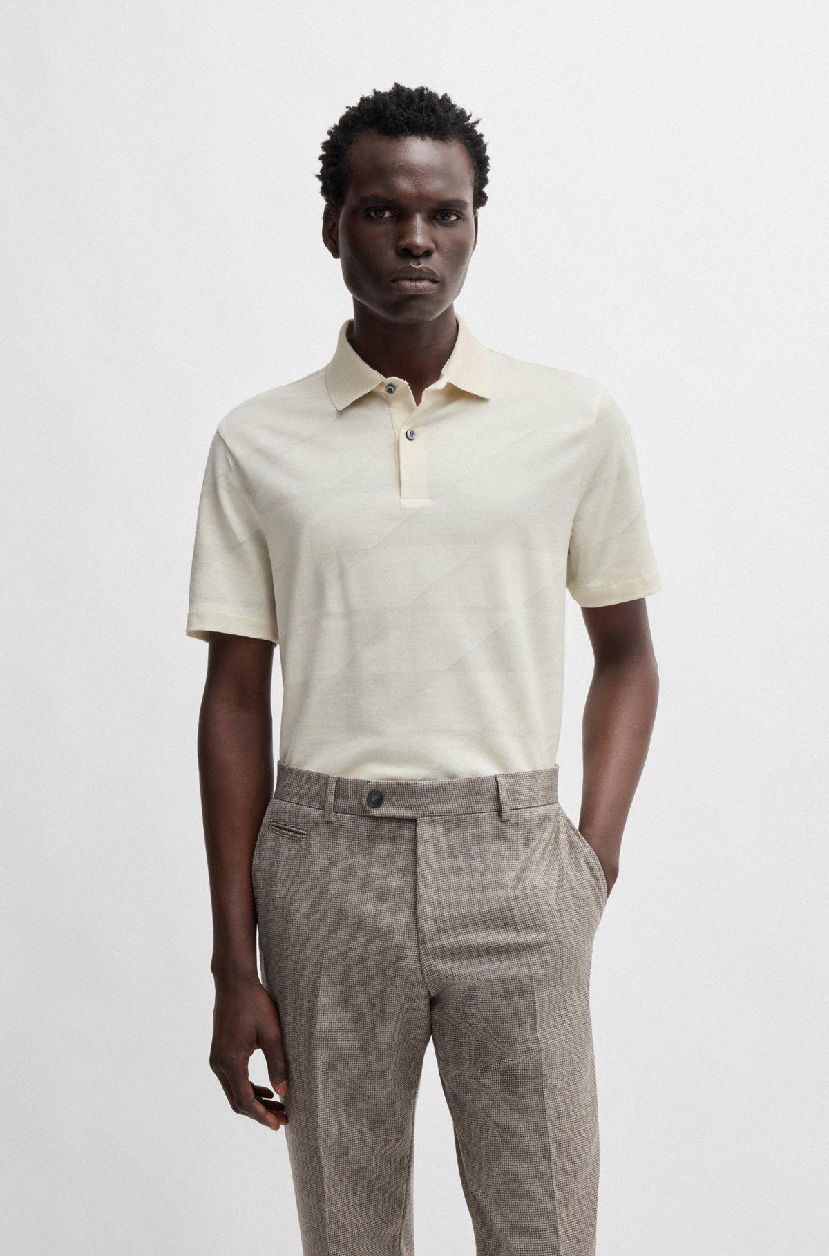 Mercerized-cotton polo shirt with jacquard pattern Product Image