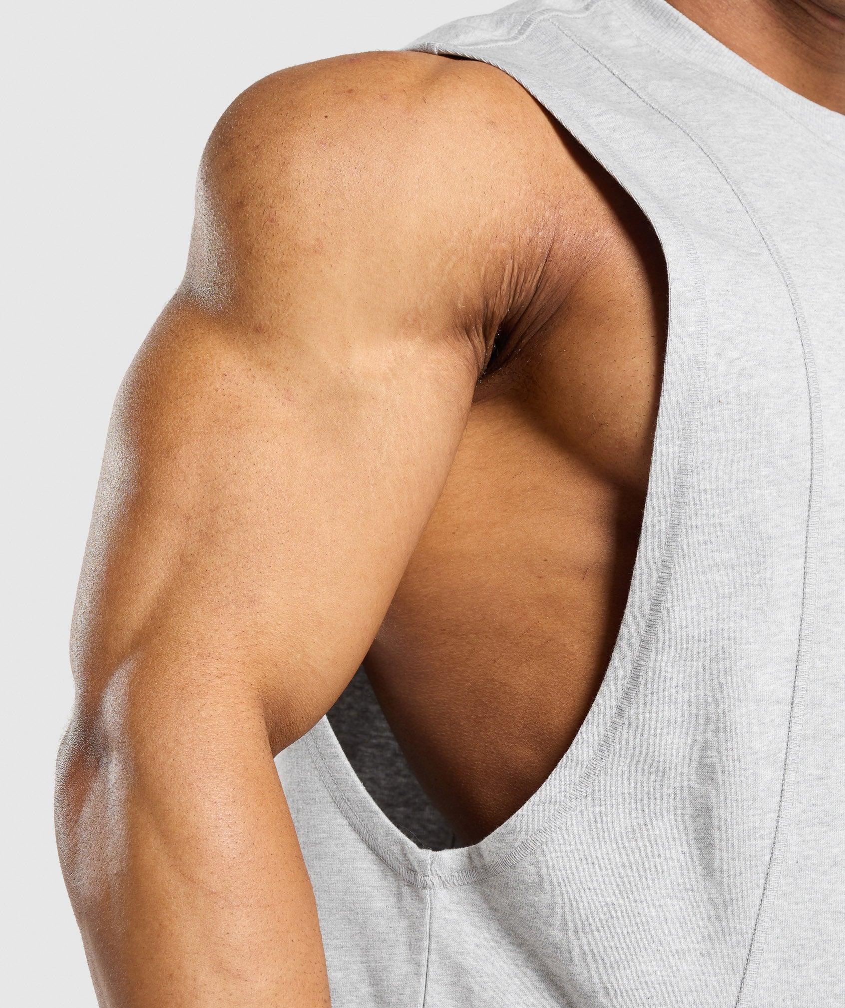 Gymshark Premium Lifting Boxy Cut Off Tank - Light Grey Marl Male Product Image