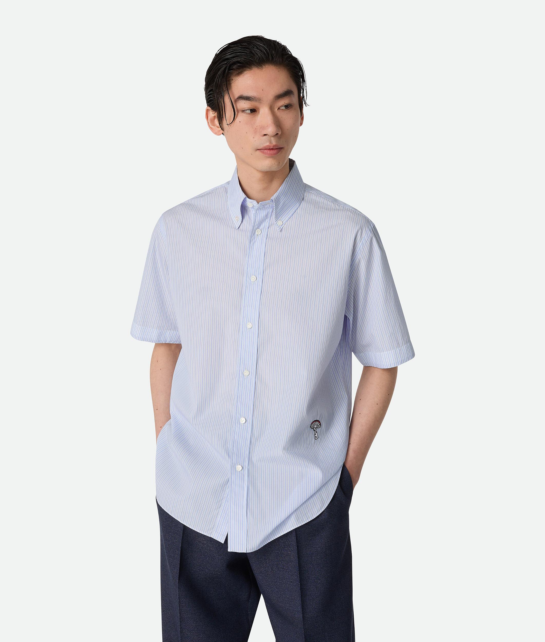 Men's Stripe Cotton Poplin Shirt in White/blue Product Image