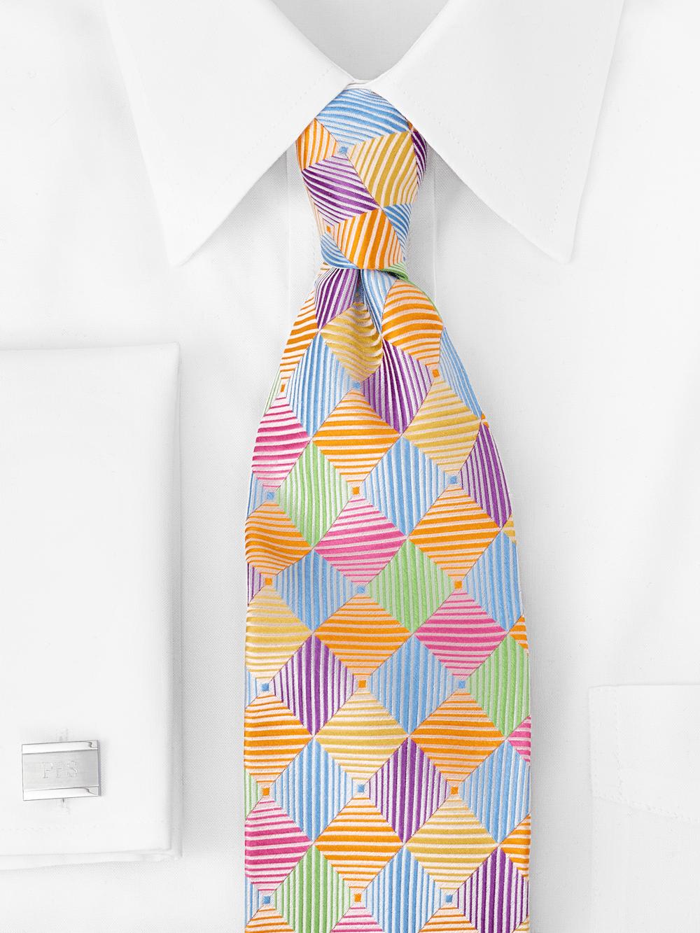 Geometric Woven Silk Tie - Multi Product Image