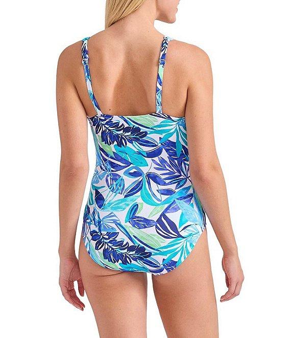 Tommy Bahama Island Cays Marina Tie Front Tummy Control One Piece Swimsuit Product Image