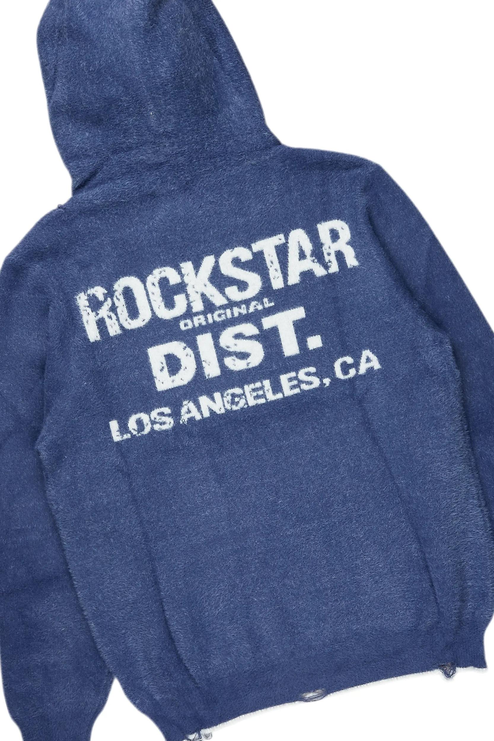 Lake Navy Mohair Knit Track Set Male Product Image