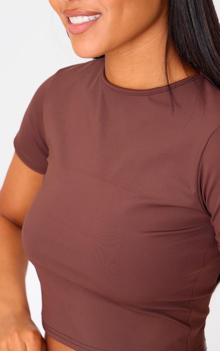 Tall Chocolate Short Sleeve Active Crop Top Product Image